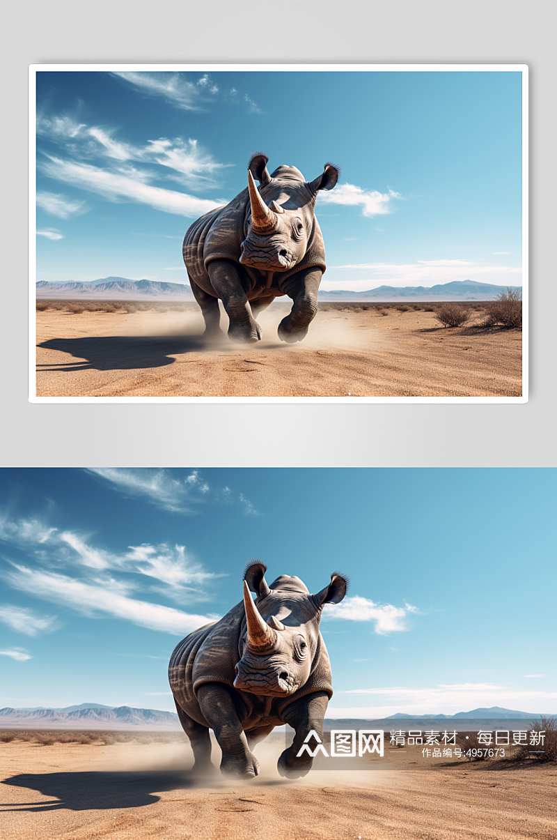 AI数字艺术呆萌犀牛野生动物摄影图片素材