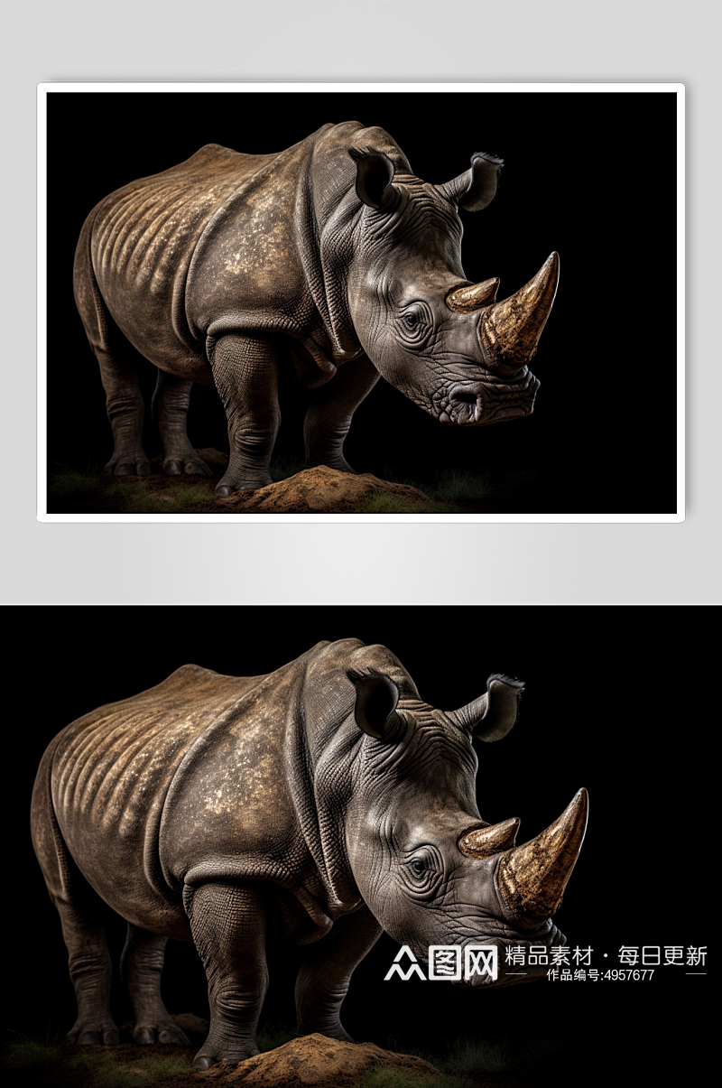 AI数字艺术呆萌犀牛野生动物摄影图片素材