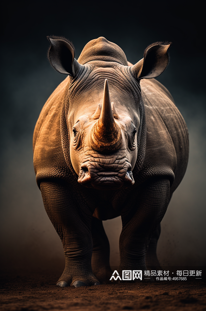 AI数字艺术清晰犀牛野生动物摄影图片素材