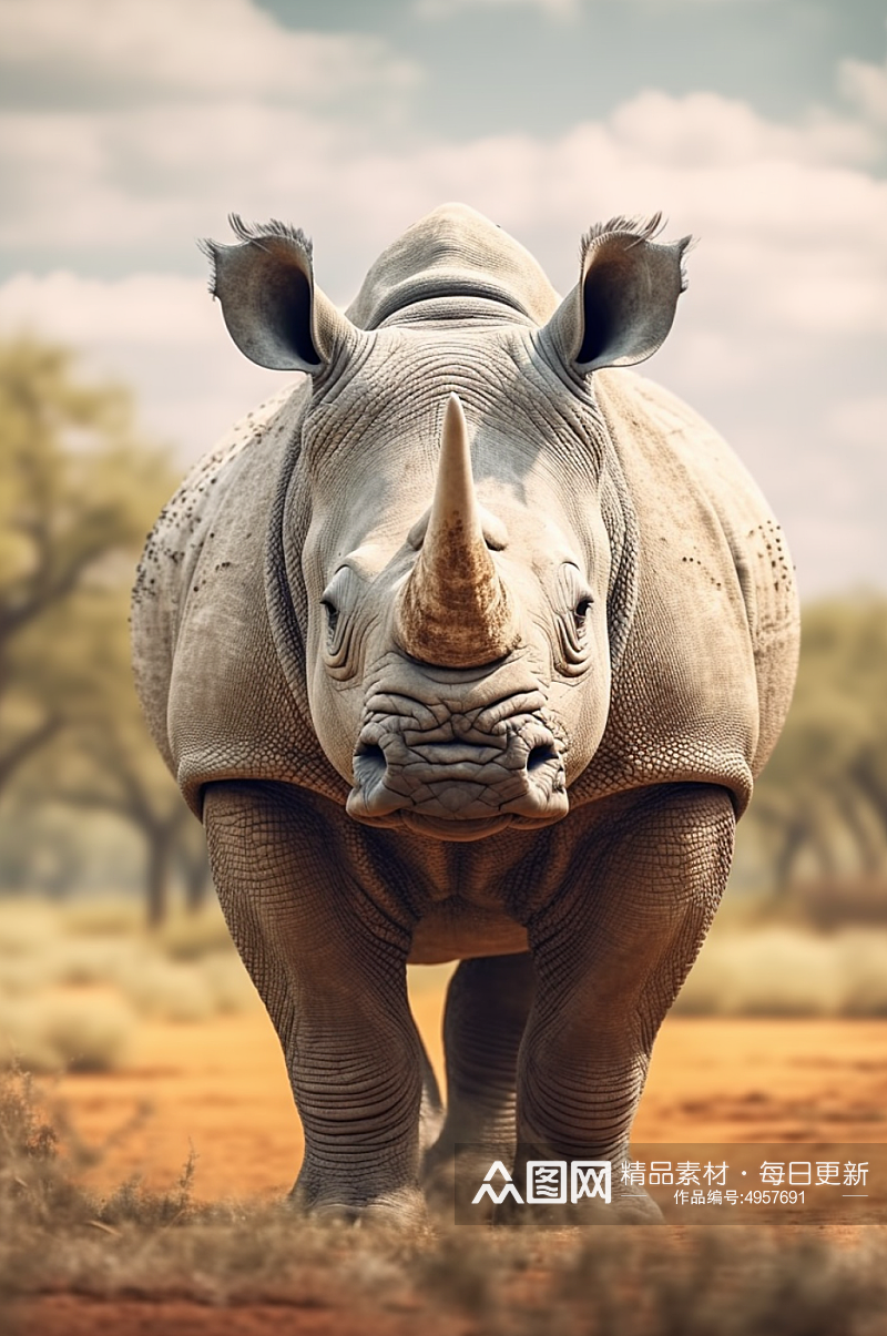 AI数字艺术清晰犀牛野生动物摄影图片素材