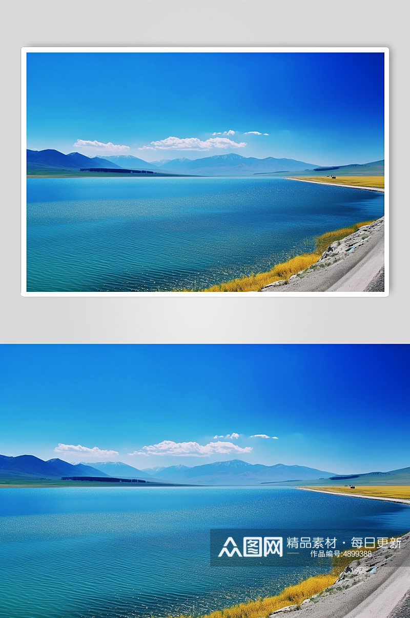 AI数字艺术高清湖边新疆景点摄影图片素材