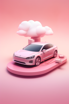 AI数字艺术3D新能源汽车环保插画模型