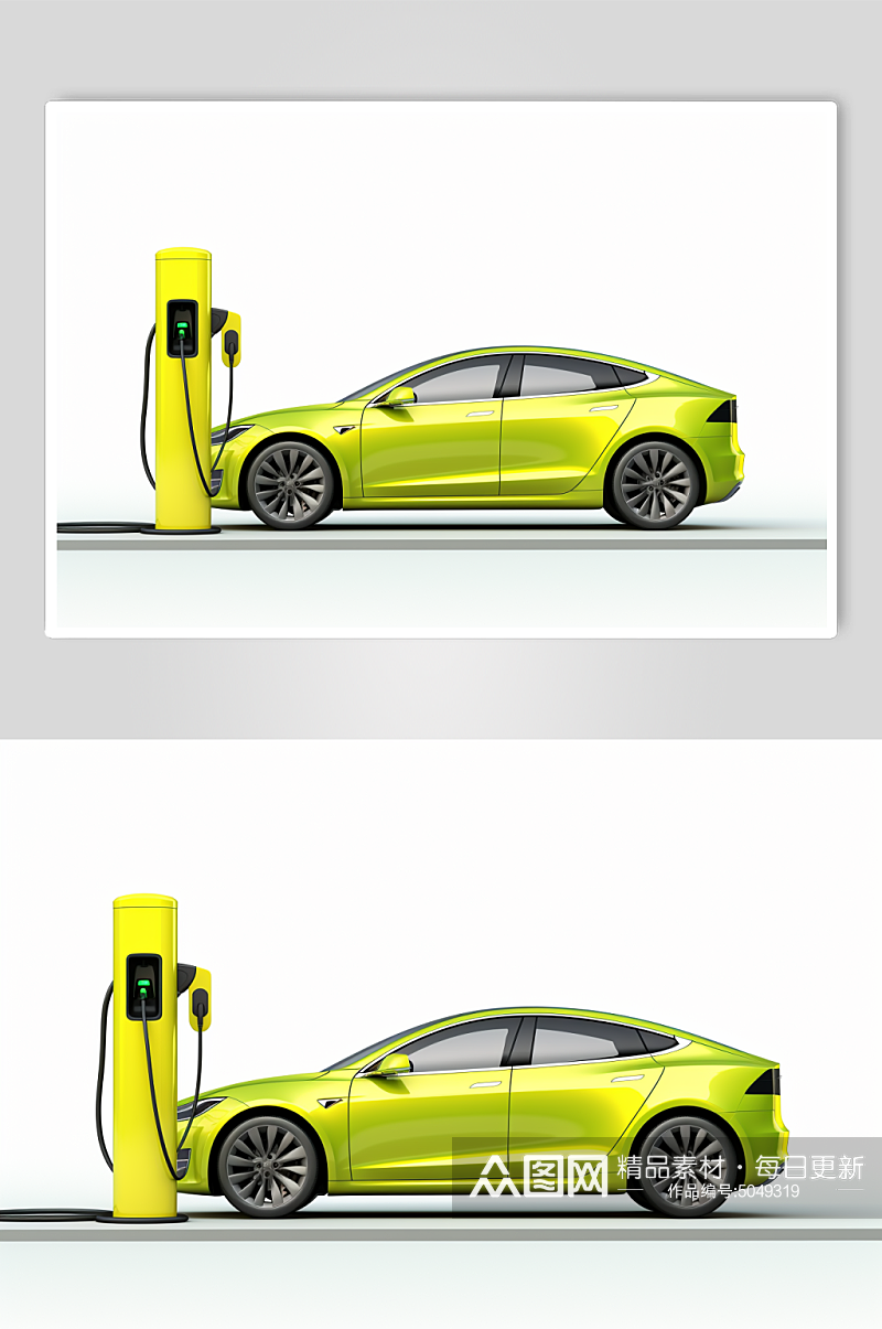 AI数字艺术3D新能源汽车环保插画模型素材