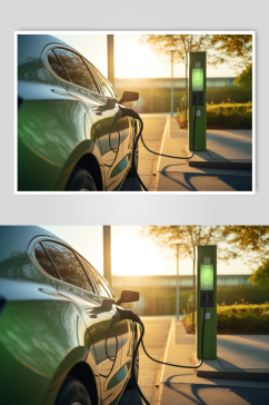 AI数字艺术新能源汽车充电特写图片