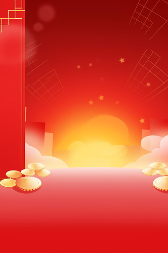 AI数字艺术中国风新年春节竖版背景图