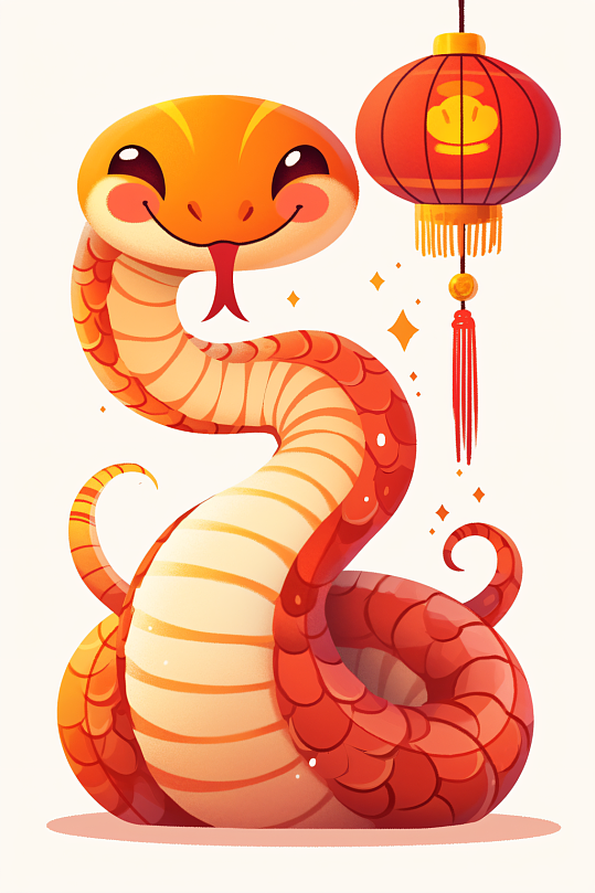 AI數(shù)字藝術(shù)新年蛇年卡通蛇插畫