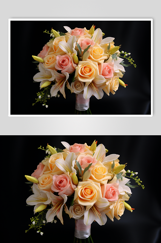 AI数字艺术婚礼新娘手捧花摄影图片-众图网