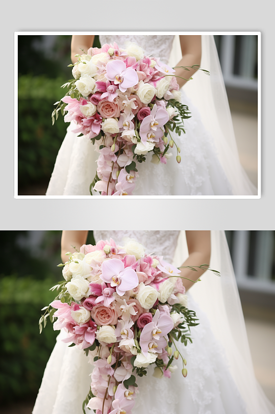 AI数字艺术婚礼少女手捧花束摄影图片-众图网