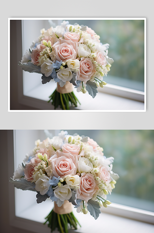 AI数字艺术婚礼少女手捧花束摄影图片-众图网