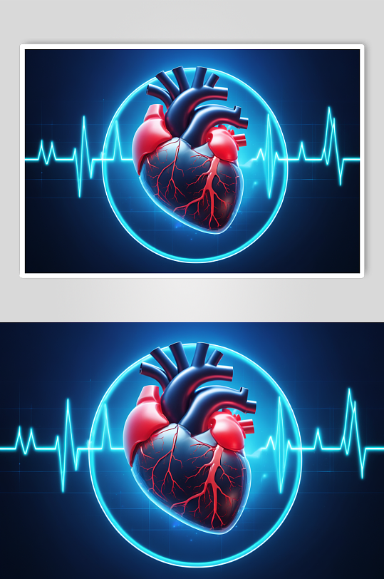 AI数字艺术心跳心脏科技感虚拟图像图片