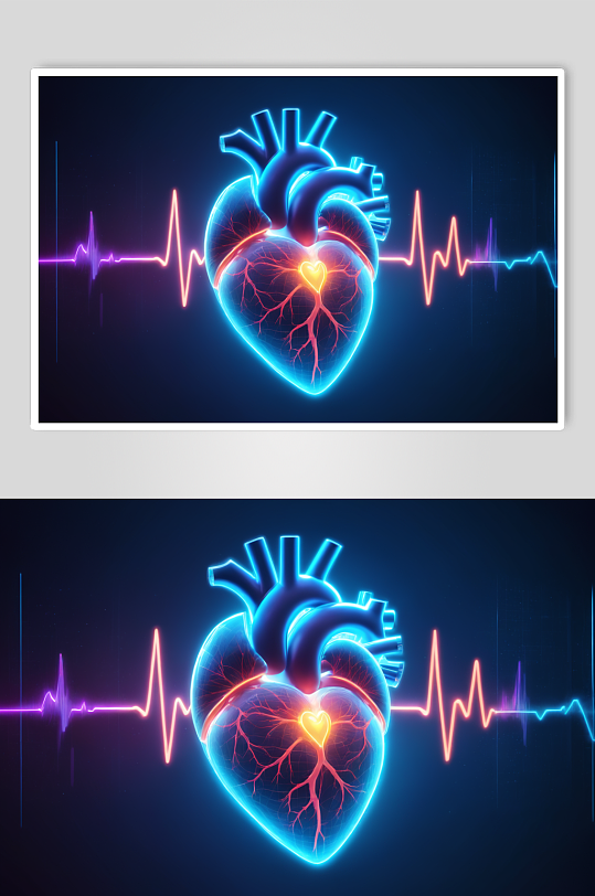 AI数字艺术心跳心脏科技感虚拟图像图片