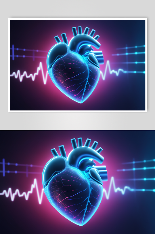 AI数字艺术心跳心脏科技感虚拟图像图片