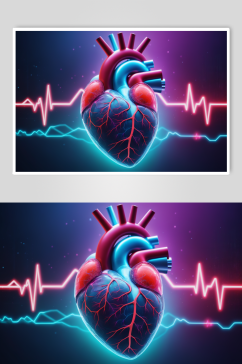 AI数字艺术人类心跳心脏科技感虚拟图片