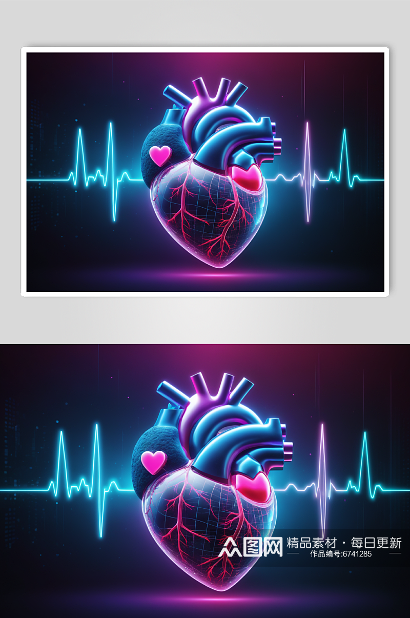 AI数字艺术人类心跳心脏科技感虚拟图片素材