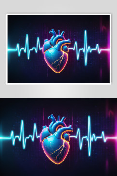 AI数字艺术人类心跳心脏科技感虚拟图片