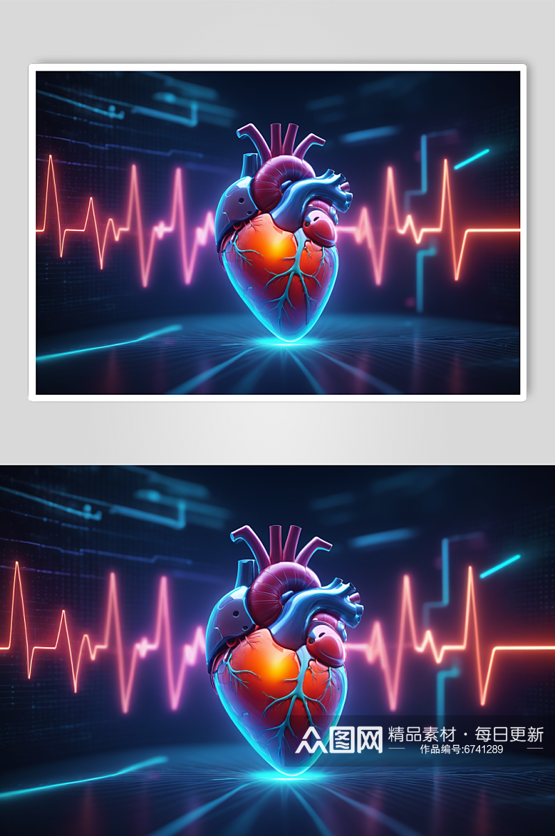 AI数字艺术人类心跳心脏科技感虚拟图片素材