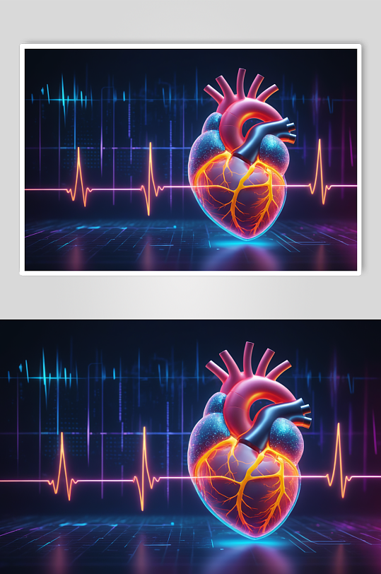 AI数字艺术人类心跳心脏科技感虚拟图片