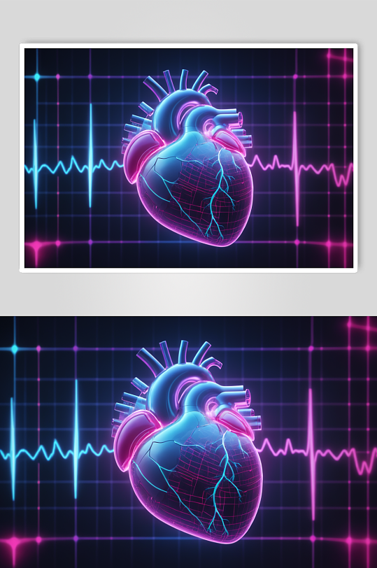 AI数字艺术人类心跳心脏科技感图像图片
