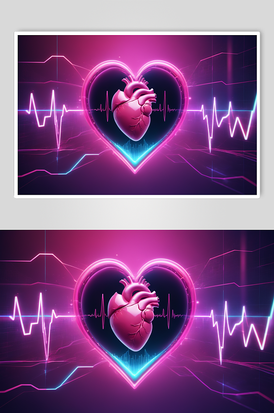AI数字艺术人类心跳心脏科技感图像图片