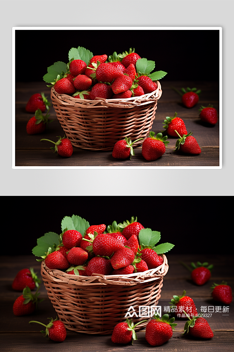 AI数字艺术新鲜草莓摄影图素材
