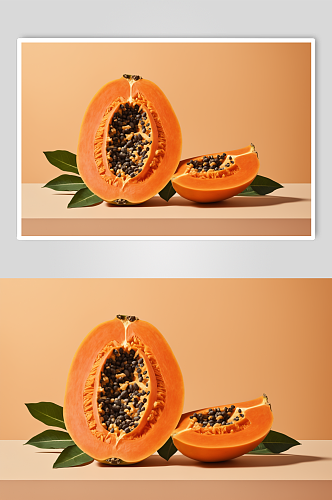 AI数字艺术新鲜的木瓜水果摄影图片
