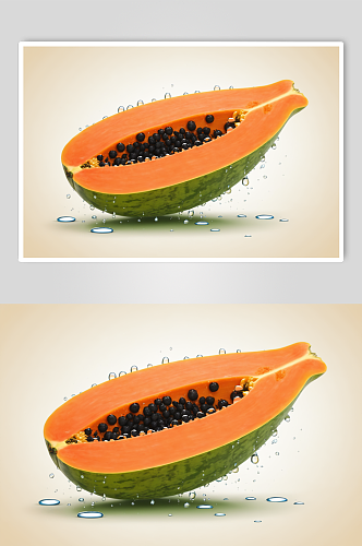 AI数字艺术新鲜的木瓜水果摄影图片