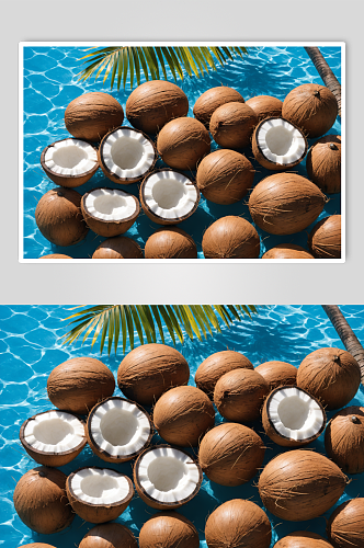 AI数字艺术新鲜的椰子水果摄影图片