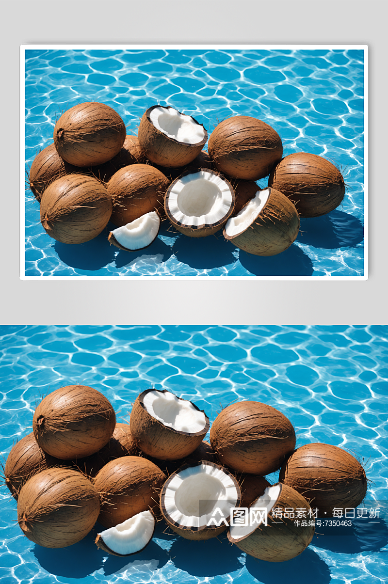 AI数字艺术新鲜的椰子水果摄影图片素材