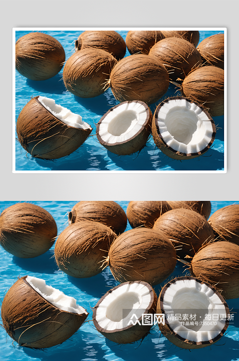 AI数字艺术新鲜的椰子水果摄影图片素材