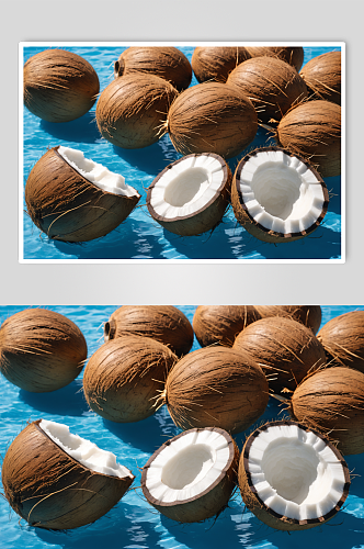 AI数字艺术新鲜的椰子水果摄影图片