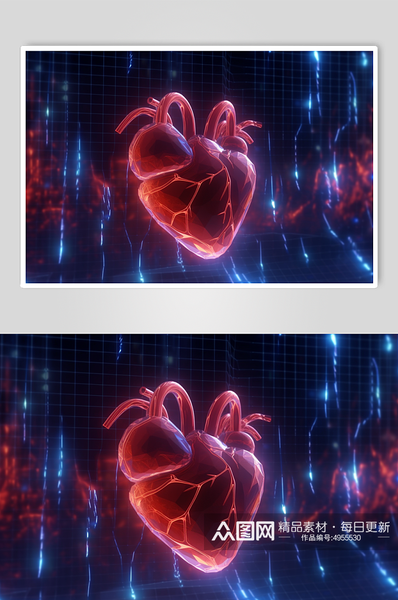 AI数字艺术人类心跳心脏图虚拟图像图片素材