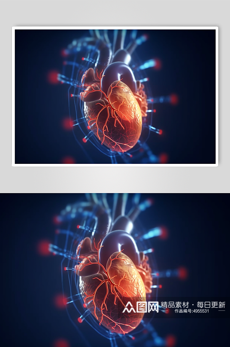 AI数字艺术人类心跳心脏图虚拟图像图片素材