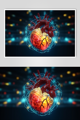 AI数字艺术人类心跳心脏图虚拟图像图片