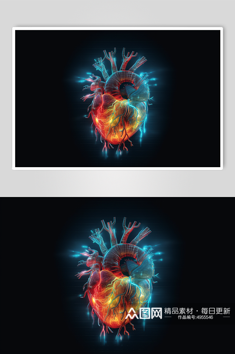 AI数字艺术人类心跳心脏图虚拟图像图片素材