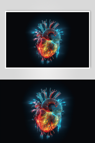 AI数字艺术人类心跳心脏图虚拟图像图片