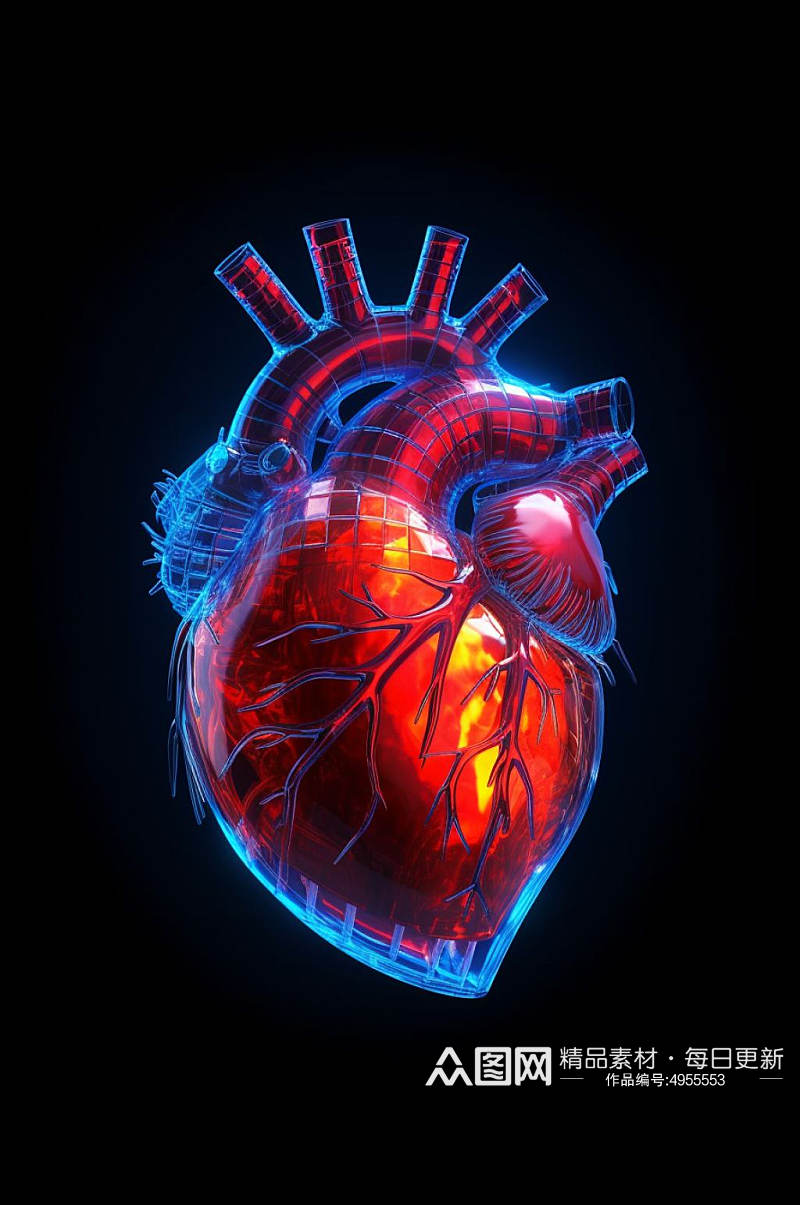 AI数字艺术人类心跳心脏图虚拟图像图片素材