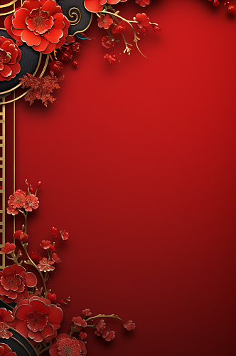 AI数字艺术新年红色喜庆中国结背景图