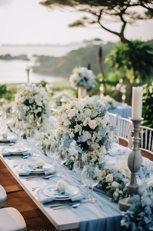 AI数字艺术海边西式婚礼活动现场摄影图片