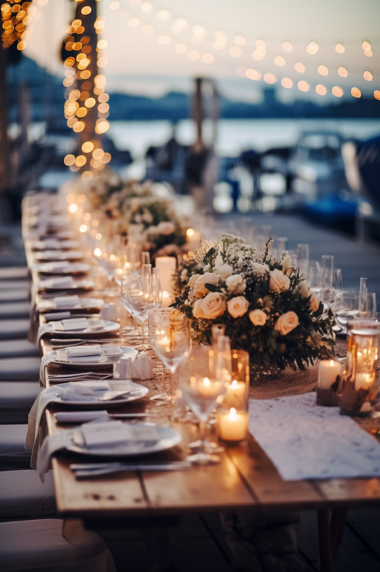 AI数字艺术海边西式婚礼活动现场摄影图片