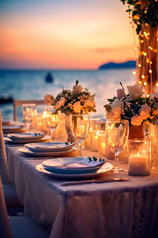 AI数字艺术海边西式婚礼活动现场摄影图片