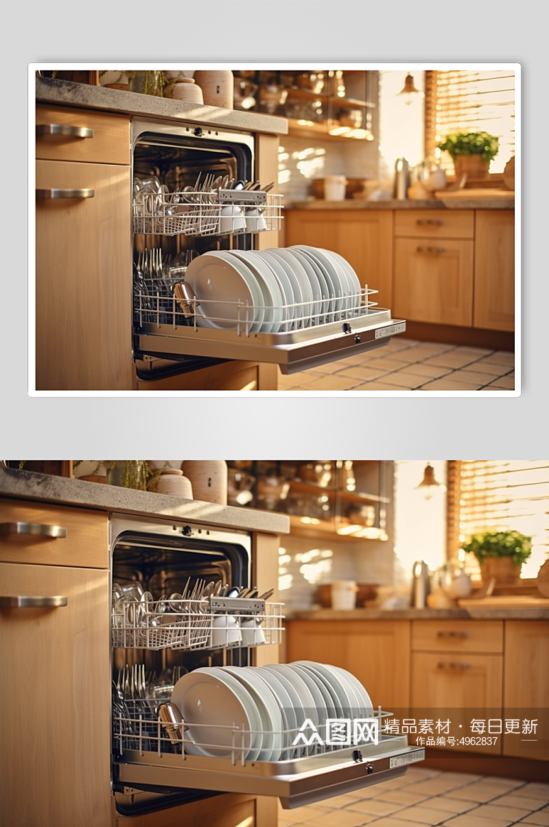 AI数字艺术极简洗碗机家用电器摄影图片素材