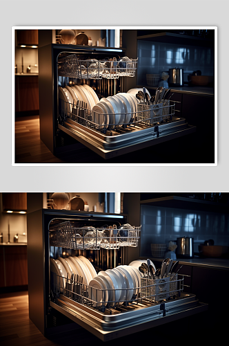 AI数字艺术极简洗碗机家用电器摄影图片