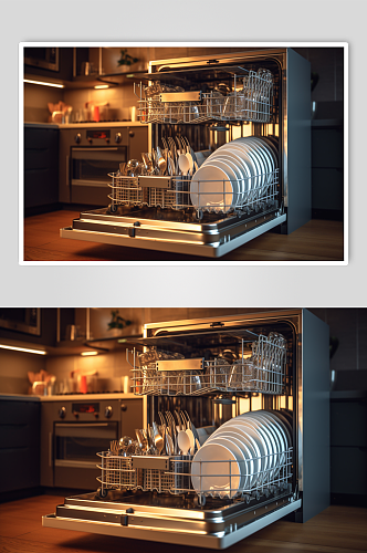 AI数字艺术极简洗碗机家用电器摄影图片