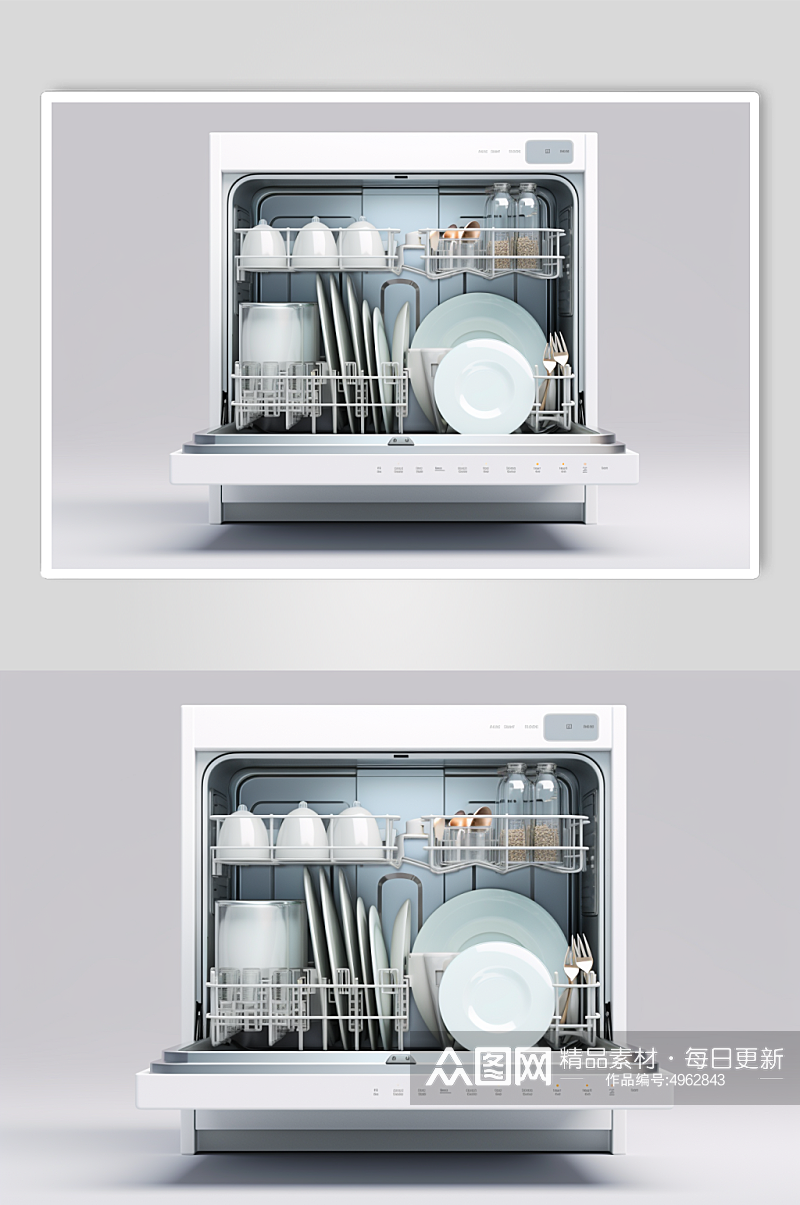 AI数字艺术极简洗碗机家用电器摄影图片素材