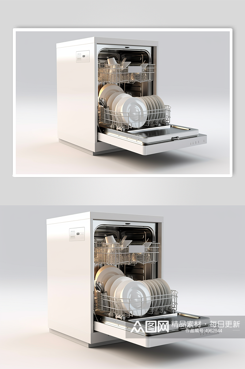 AI数字艺术极简洗碗机家用电器摄影图片素材