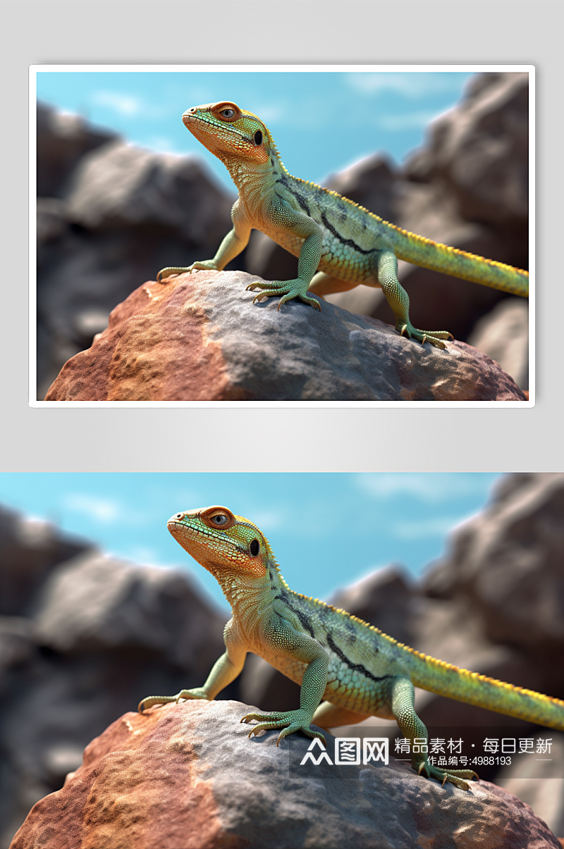 AI数字艺术简约蜥蜴野生动物摄影图片素材