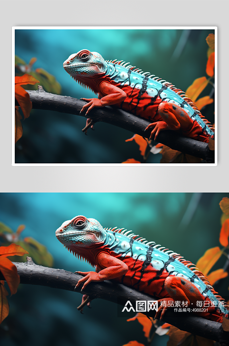 AI数字艺术简约蜥蜴野生动物摄影图片素材