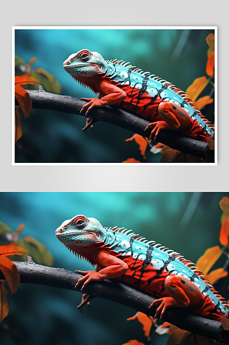 AI数字艺术简约蜥蜴野生动物摄影图片