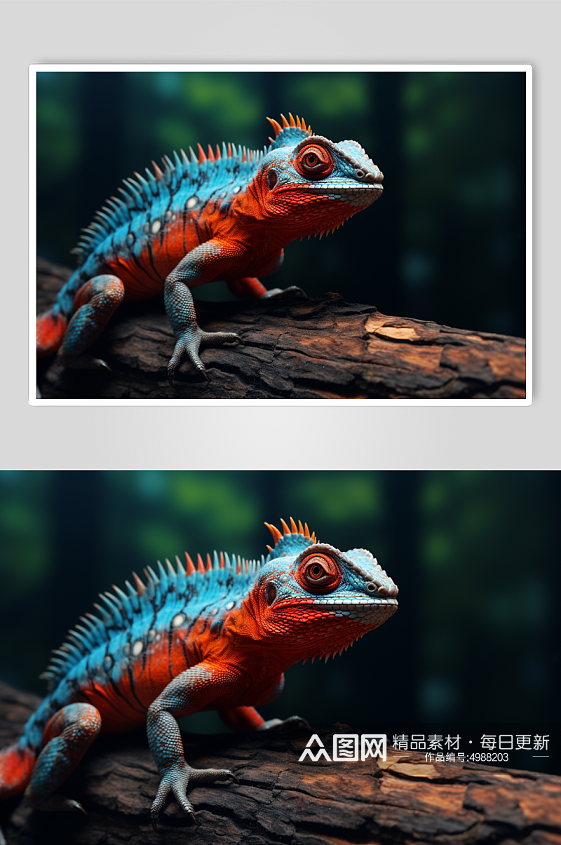 AI数字艺术简约蜥蜴野生动物摄影图片素材