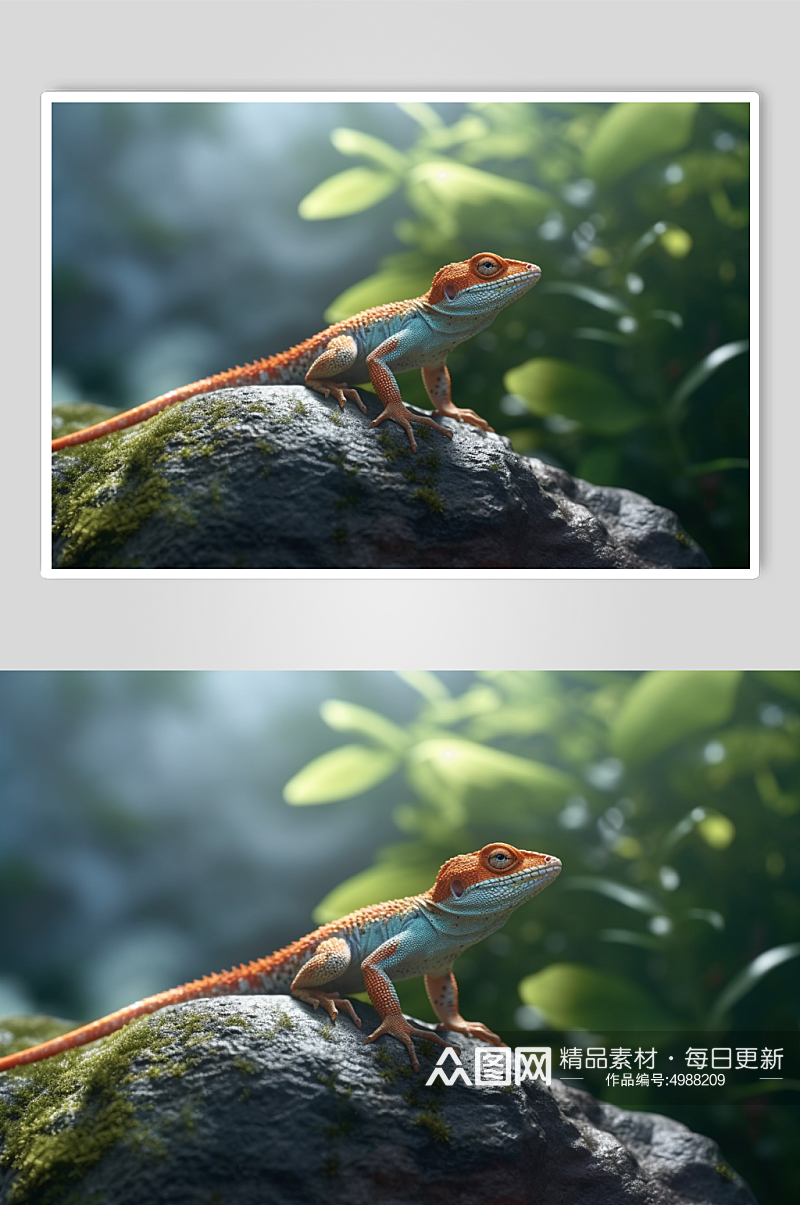 AI数字艺术呆萌蜥蜴野生动物摄影图片素材